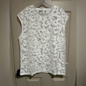 White Lace See Trough Floral Tank Top Size Medium M